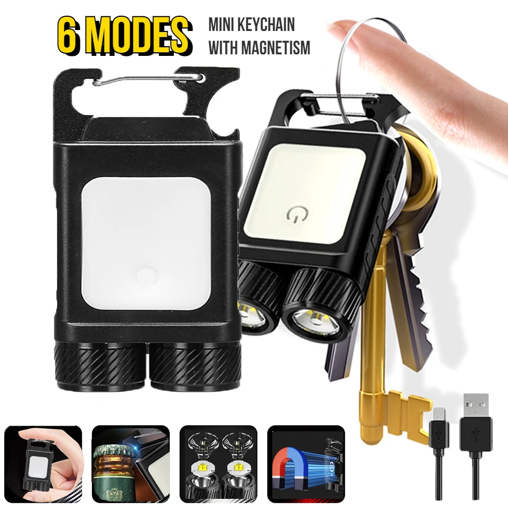 Portable Mini Flashlight LED Rechargeable Keychain Torch Work Light Camping Lighting 6 Modes Camping Lights with Bottle Opener
Portable Mini Flashlight LED Rechargeable Keychain Torch Work Light Camping Lighting 6 Modes Camping Lights with Bottle Opener