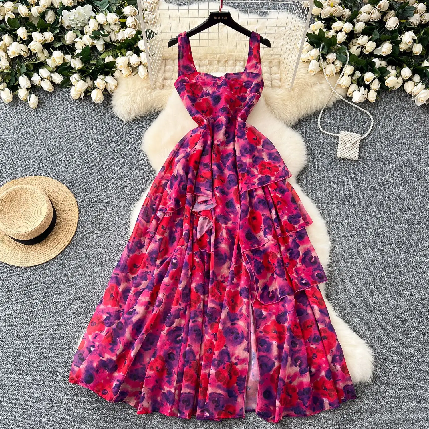 Платье на бретельках, женские длинные платья трапециевидной формы, Vestidos, пляжный принт, V-образный вырез, без рукавов, с оборками, элегантная нерегулярная вечеринка с высокой талией Y2k
Платье на бретельках, женские длинные платья трапециевидной формы, Vestidos, пляжный принт, V-образный вырез, без рукавов, с оборками, элегантная нерегулярная вечеринка с высокой талией Y2k