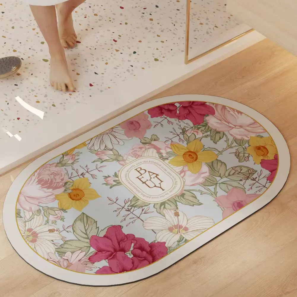 New style thickened bath absorbent mat. Non-slip mat for bathroom entrance. Toilet and bathroom. Quick-drying foot mat.
New style thickened bath absorbent mat. Non-slip mat for bathroom entrance. Toilet and bathroom. Quick-drying foot mat.