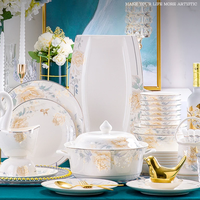 56 головок Цзиндэчжэнь керамическое блюдо для ужина миска для риса миска для супа салатница миска для лапши блюда и тарелки миска наборы столовой посуды посуда
56 головок Цзиндэчжэнь керамическое блюдо для ужина миска для риса миска для супа салатница миска для лапши блюда и тарелки миска наборы столовой посуды посуда