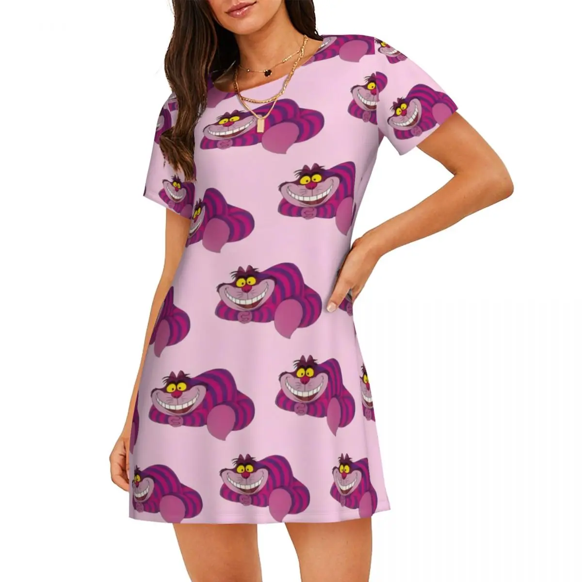 Custom Cheshire Cat Women Nightgown Sleepwear Short Sleeves Mysterious And Cute For Vacations Travels Sleepdress Women's Pajamas
Custom Cheshire Cat Women Nightgown Sleepwear Short Sleeves Mysterious And Cute For Vacations Travels Sleepdress Women's Pajamas