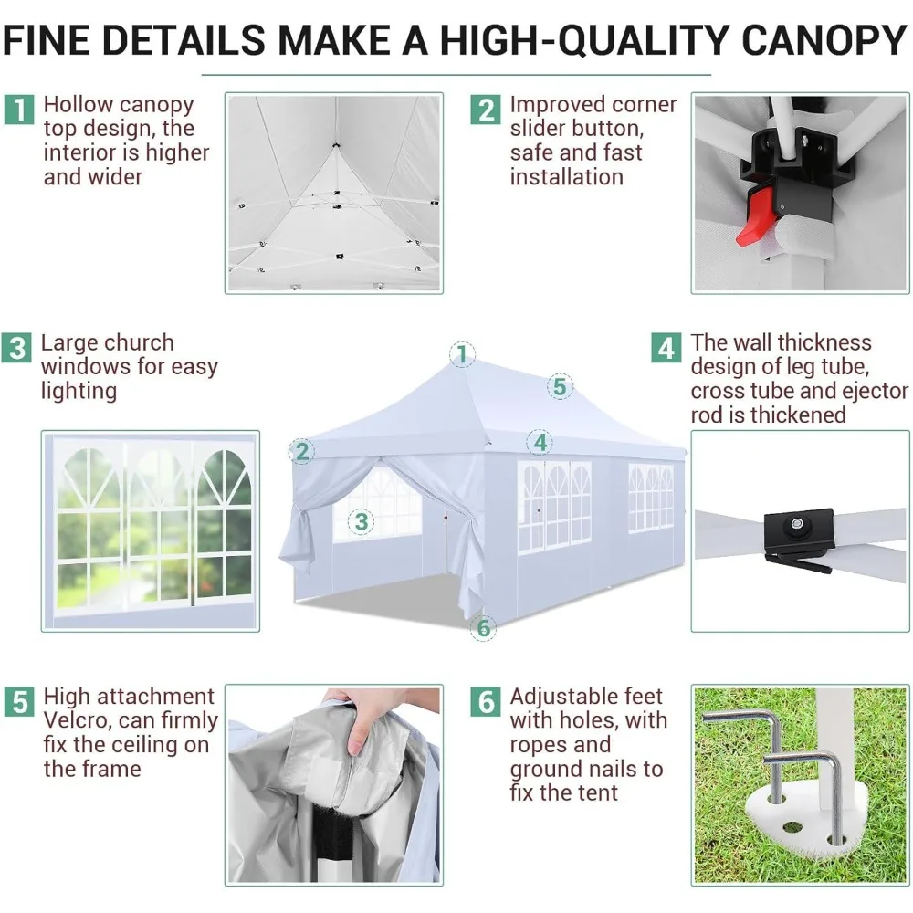 10x20 Pop Up Canopy with 6 Sidewalls,Waterproof Instant Party Tents for Weddings & Parties, Easy Up Commercial Canopy Tent 
10x20 Pop Up Canopy with 6 Sidewalls,Waterproof Instant Party Tents for Weddings & Parties, Easy Up Commercial Canopy Tent