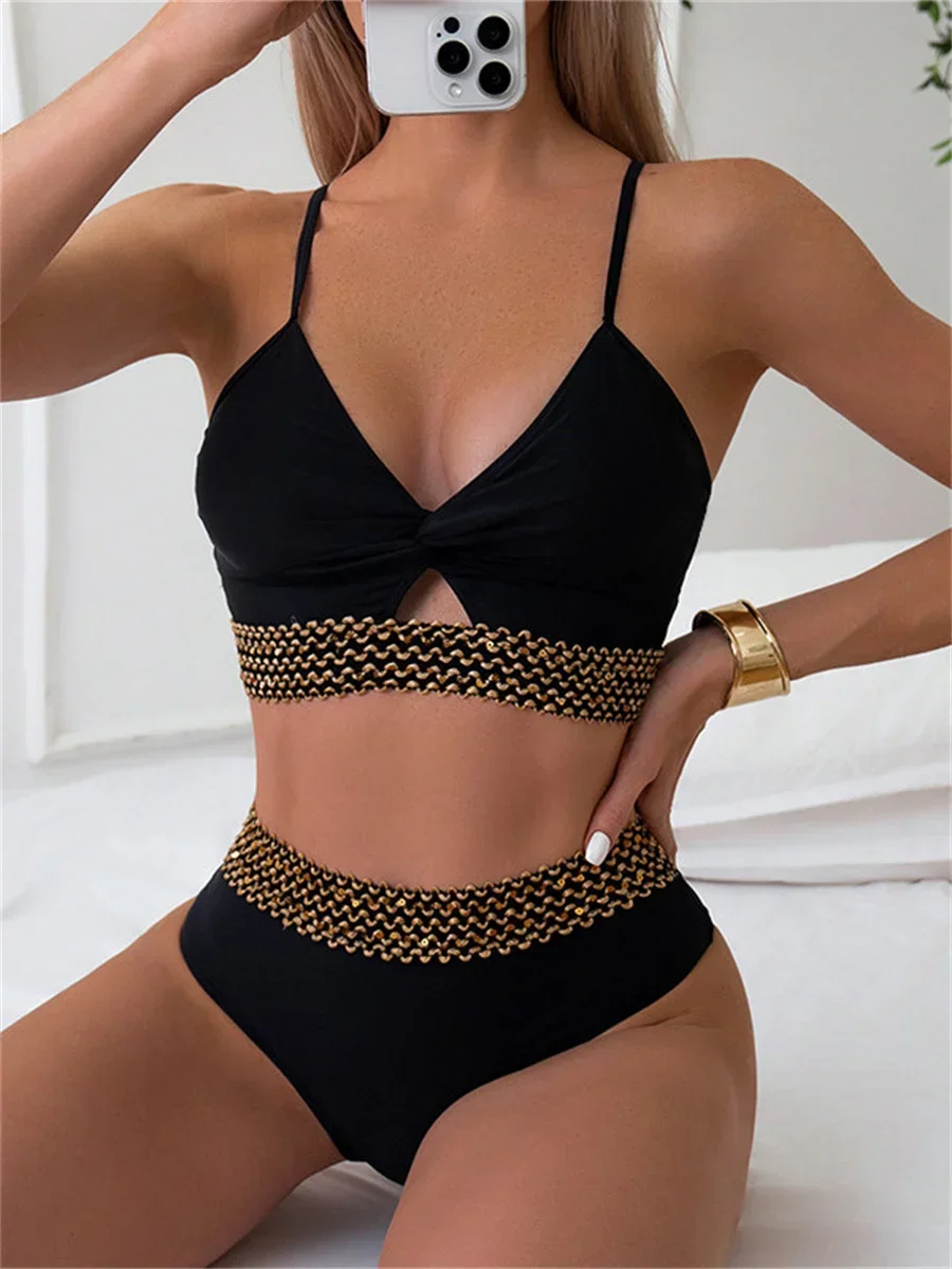 Sexy Black Knitted Patchwork Bikinis Sets for Wamen 2025 Hollow Out Front Bow Push Up Two Piece Swimsuit Bathing Suit Swimwear
Sexy Black Knitted Patchwork Bikinis Sets for Wamen 2025 Hollow Out Front Bow Push Up Two Piece Swimsuit Bathing Suit Swimwear