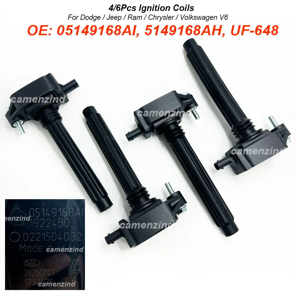 4/6Pcs Ignition Coils 05149168AI 55000827AB 0221504032 UF648 5149168AH 7B0905715F For 2011-2024 Dodge Chrysler RAM Jeep 3.6L V6
4/6Pcs Ignition Coils 05149168AI 55000827AB 0221504032 UF648 5149168AH 7B0905715F For 2011-2024 Dodge Chrysler RAM Jeep 3.6L V6