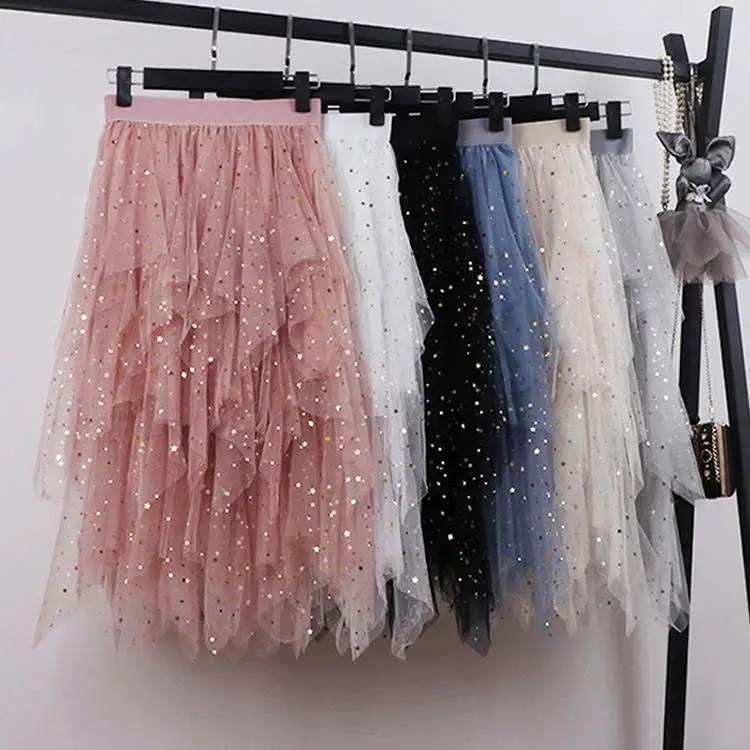 2024 Summer Star Sequin Skirt High Waist Tiered Tulle Midi Skirt Women's Glittery Asymmetrical Hem Fairy Dress Party Bottom
2024 Summer Star Sequin Skirt High Waist Tiered Tulle Midi Skirt Women's Glittery Asymmetrical Hem Fairy Dress Party Bottom