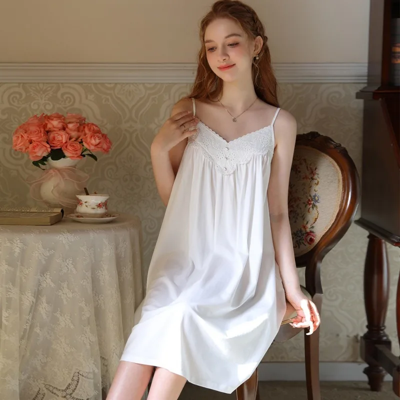 Sweet Princess French Style Cotton Nightgown for Girls Lace Patchwork Suspenders Loose Summer Pajamas Cute Short Skirt
Sweet Princess French Style Cotton Nightgown for Girls Lace Patchwork Suspenders Loose Summer Pajamas Cute Short Skirt