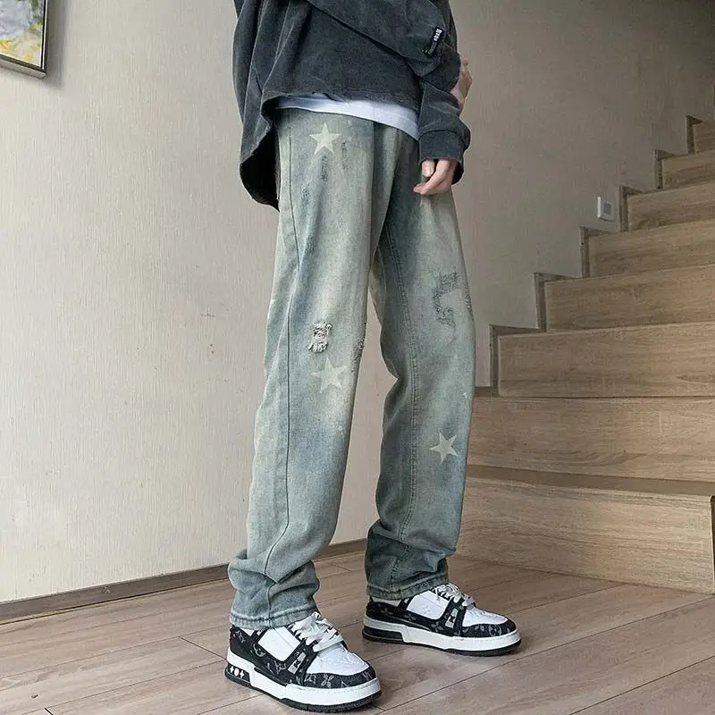 Black Printed Jeans Men's High Street Washed Straight Ripped Pants Autumn Trend Casual Wide Leg Male Jeans Pants Bootcut Jeans
Black Printed Jeans Men's High Street Washed Straight Ripped Pants Autumn Trend Casual Wide Leg Male Jeans Pants Bootcut Jeans