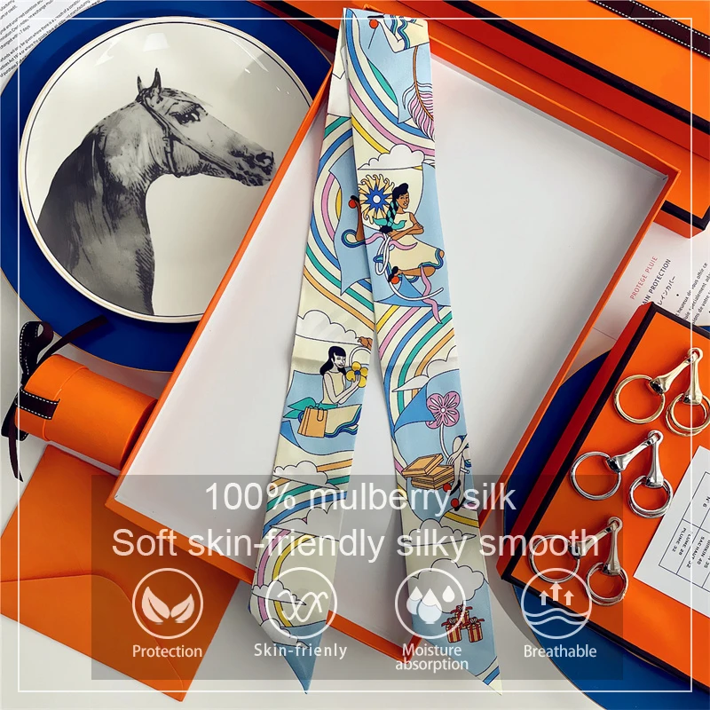 Women 100% Mulberry Silk Scarf for Hair Band Wrap Bag Handle Ribbon Scarf Luxery Kerchief Lady Hair Strip Neck Scarves
Women 100% Mulberry Silk Scarf for Hair Band Wrap Bag Handle Ribbon Scarf Luxery Kerchief Lady Hair Strip Neck Scarves