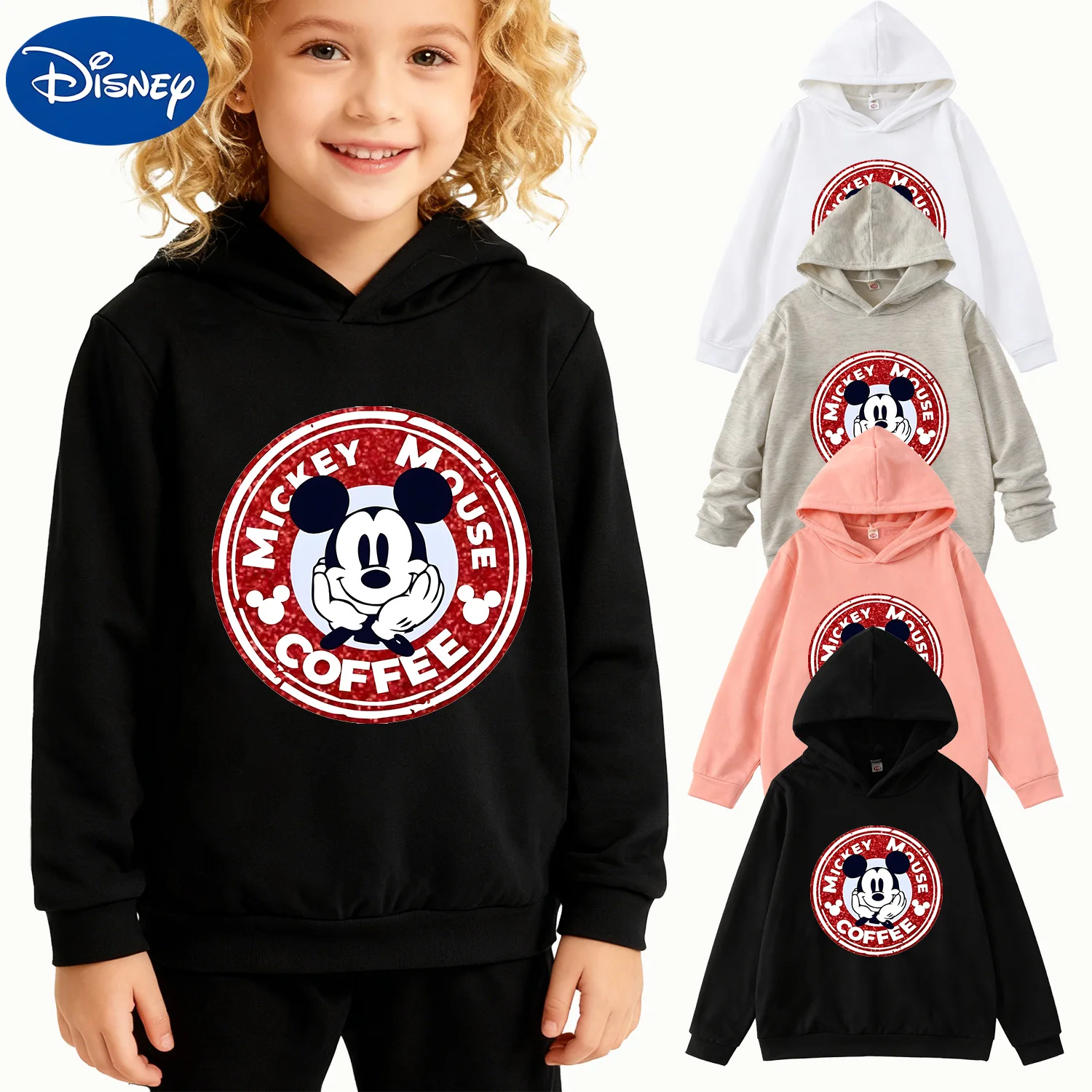 Kids Disney Mickey Mouse Coffee Stamp Hoodie, Black Long Sleeve Pullover
Kids Disney Mickey Mouse Coffee Stamp Hoodie, Black Long Sleeve Pullover