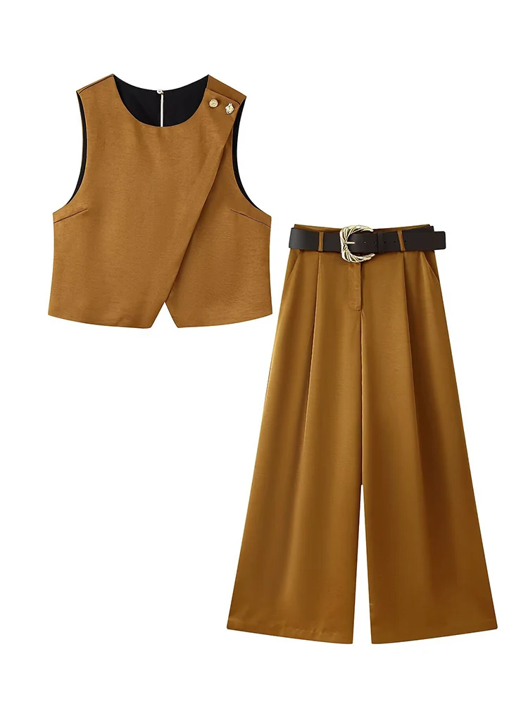Женские комплекты из 2 предметов с поясом и брюками, новинка 2025 года, модный комплект с коротким жилетом и брюками, женский костюм, повседневная женская одежда из двух предметов
Женские комплекты из 2 предметов с поясом и брюками, новинка 2025 года, модный комплект с коротким жилетом и брюками, женский костюм, повседневная женская одежда из двух предметов