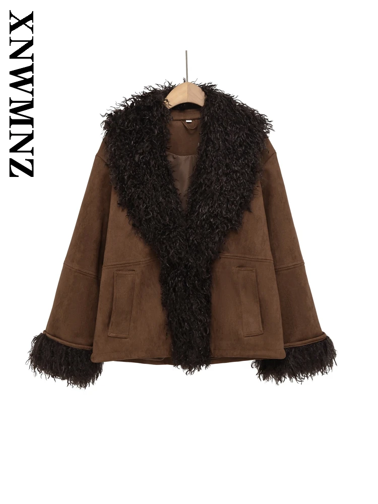 XNWMNZ 2025 Autumn Lady Party Casual Single-breasted V-Collar Coat Vintage Fashion Woman BROWN Long Sleeve Faux collar Jacket
XNWMNZ 2025 Autumn Lady Party Casual Single-breasted V-Collar Coat Vintage Fashion Woman BROWN Long Sleeve Faux collar Jacket