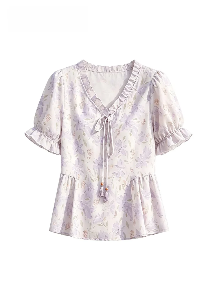 Summer Fashion plus Size Women's Shirt Bubble Sleeve V-Neck Loose Fit Casual French Style Polyester Fiber Short Sleeve Top
Summer Fashion plus Size Women's Shirt Bubble Sleeve V-Neck Loose Fit Casual French Style Polyester Fiber Short Sleeve Top