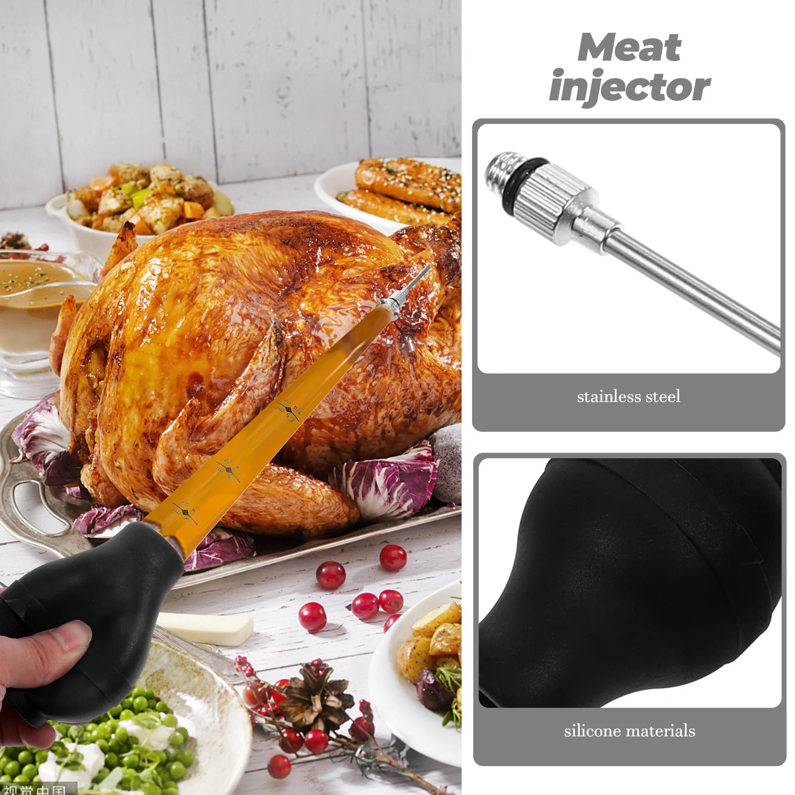 1 Set Stainless Steel Turkey Baster Needle Meat Injection Tool for Marinade Bbq Outdoor Cooking Kitchen Meat Injector Flavor
1 Set Stainless Steel Turkey Baster Needle Meat Injection Tool for Marinade Bbq Outdoor Cooking Kitchen Meat Injector Flavor