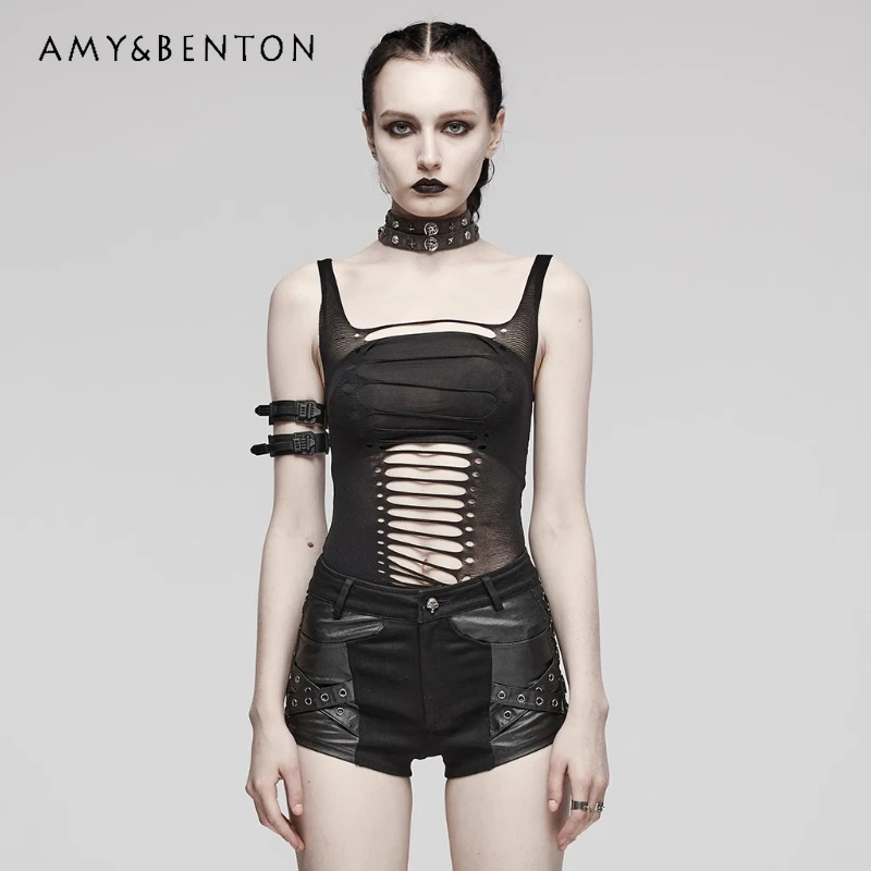 Gothic 2025 Summer New Black Women's Clothing Original Design Dark Sweet Cool Sexy Hollow Out Sleeveless Sling Vest Ladies
Gothic 2025 Summer New Black Women's Clothing Original Design Dark Sweet Cool Sexy Hollow Out Sleeveless Sling Vest Ladies