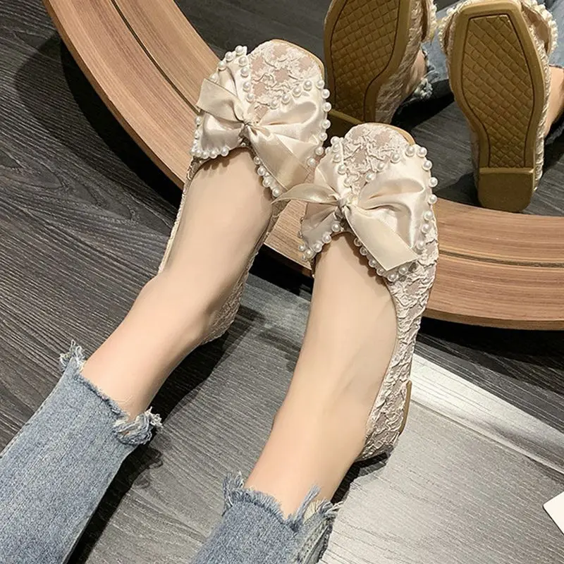 Square Toe Ladies Footwear Pearl With Bow Slip-on Women's Flat Shoes Spring Comfortable Elegant High Quality Fashion Shoe Sale
Square Toe Ladies Footwear Pearl With Bow Slip-on Women's Flat Shoes Spring Comfortable Elegant High Quality Fashion Shoe Sale