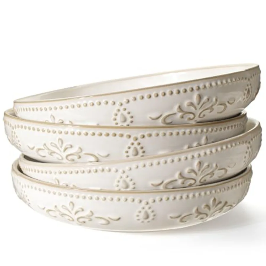 Pasta Bowls 50oz Large Salad Serving Bowls 9.75'' Plates Bowl Set of 4 Big White Ceramic Soup Bowl for Kitchen Embossment Shall
Pasta Bowls 50oz Large Salad Serving Bowls 9.75'' Plates Bowl Set of 4 Big White Ceramic Soup Bowl for Kitchen Embossment Shall