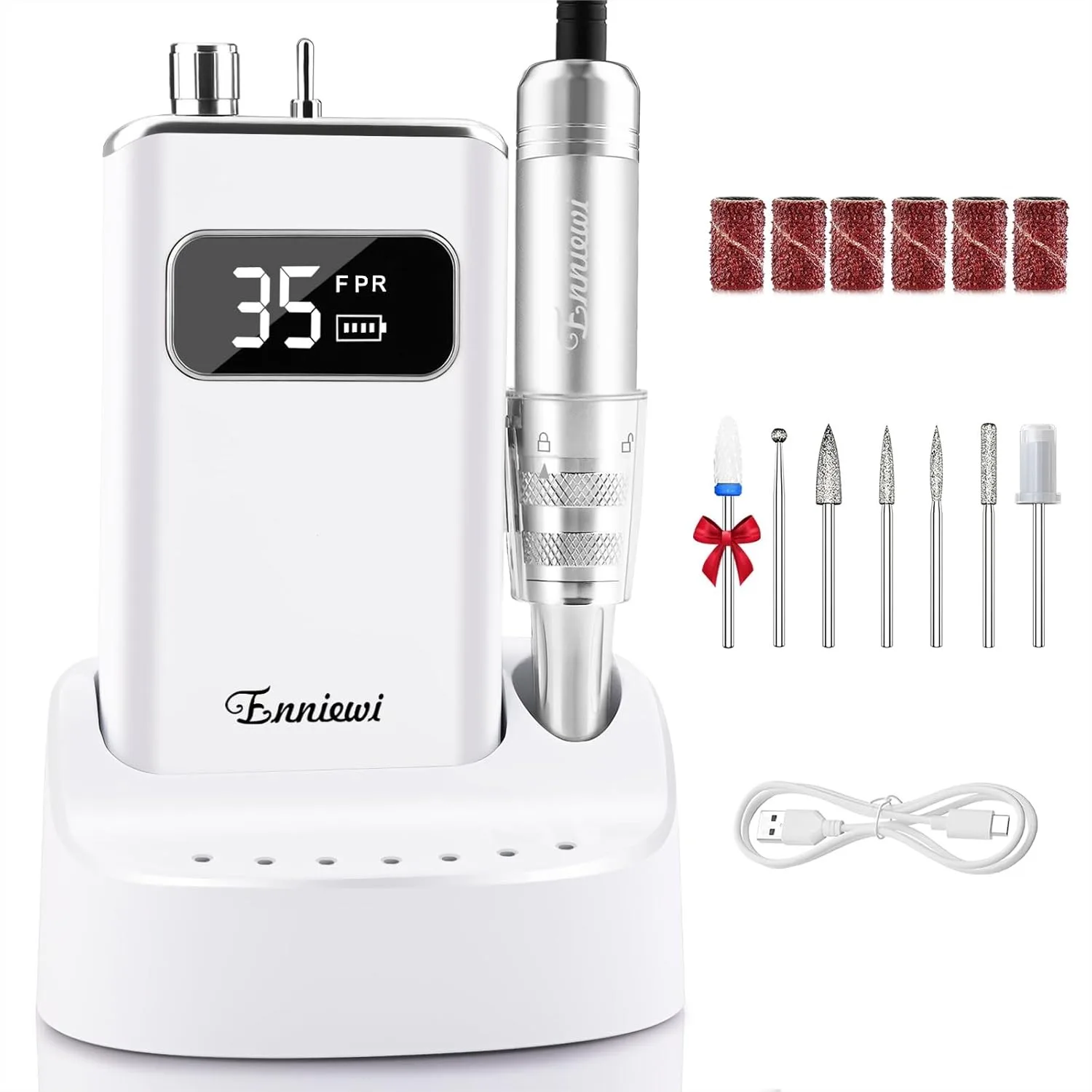 Electric Nail Drill File, Professional Portable Nails Drills Kit with Rechargeable Base, 7 Bits, Cordless Efile for Poly Gel
Electric Nail Drill File, Professional Portable Nails Drills Kit with Rechargeable Base, 7 Bits, Cordless Efile for Poly Gel