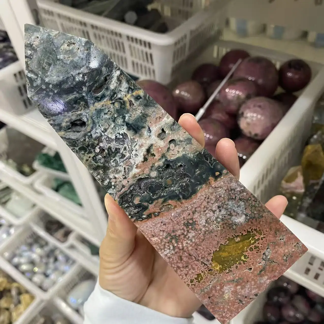 Natural Ocean Jasper Jade Crystal Obelisk, Promoting Spiritual Healing, Suitable For Home And Office Decoration, As a Gift, For
Natural Ocean Jasper Jade Crystal Obelisk, Promoting Spiritual Healing, Suitable For Home And Office Decoration, As a Gift, For
