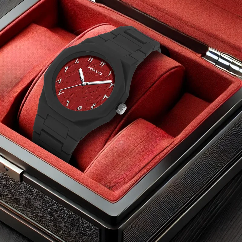 Мужские черно-красные модные часы с простым и оригинальным дизайном, цифровые, многоугольные, кварцевые.
Мужские черно-красные модные часы с простым и оригинальным дизайном, цифровые, многоугольные, кварцевые.