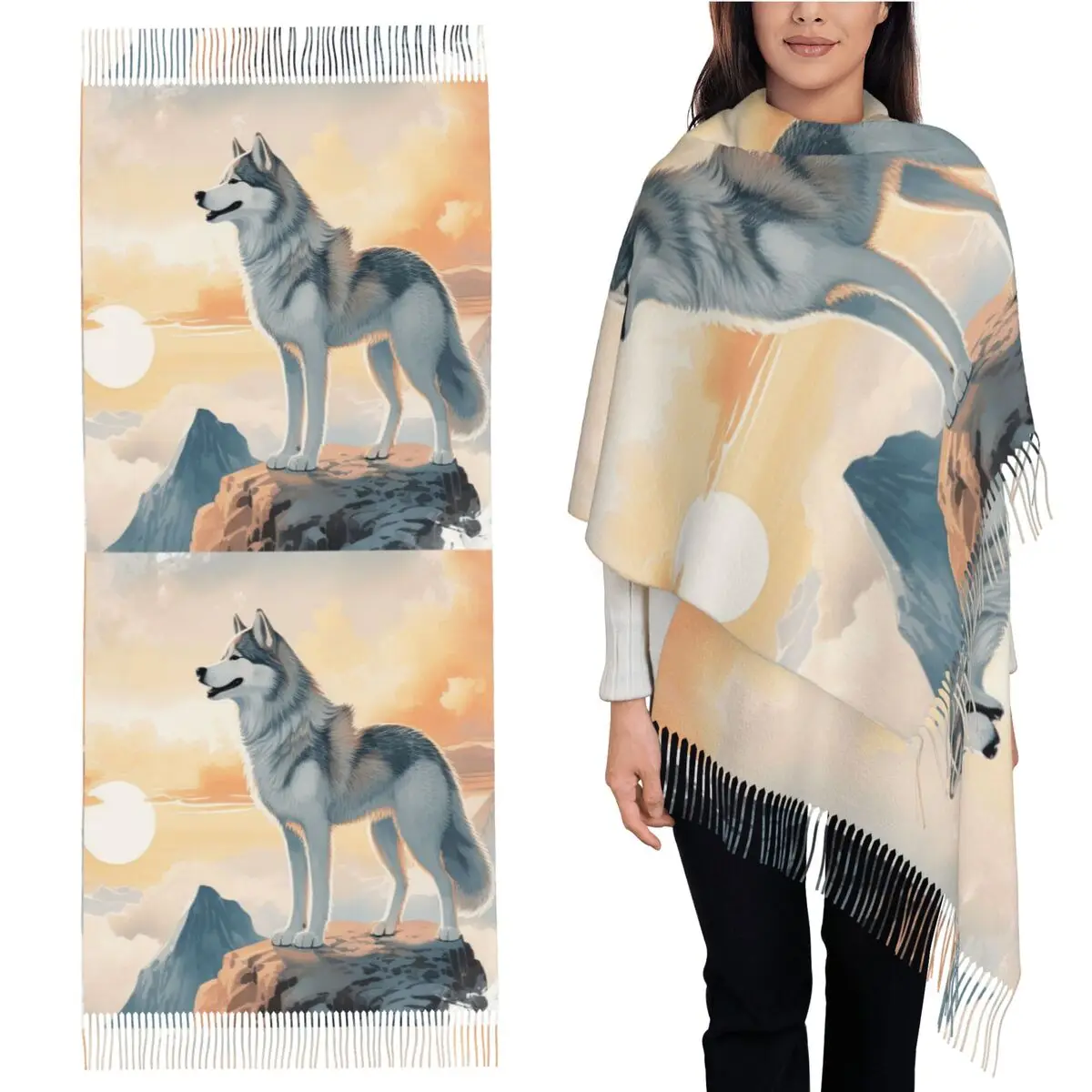 Сибирский хаски в горах, шарф, шарфы с кисточками для женщин, мягкие теплые шали и накидки, большая осенне-зимняя шаль
Сибирский хаски в горах, шарф, шарфы с кисточками для женщин, мягкие теплые шали и накидки, большая осенне-зимняя шаль