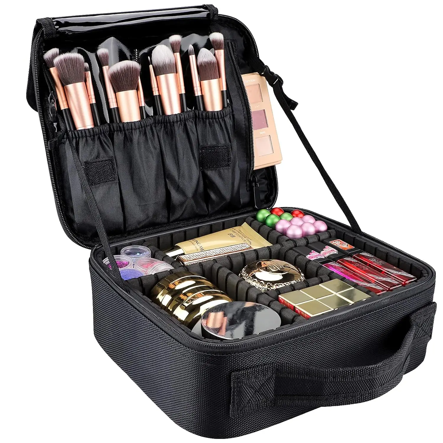 Portable Makeup Train Case with Adjustable Dividers, Cosmetic Organizer Bag for Women, Travel Toiletry & Jewelry Storage
Portable Makeup Train Case with Adjustable Dividers, Cosmetic Organizer Bag for Women, Travel Toiletry & Jewelry Storage
