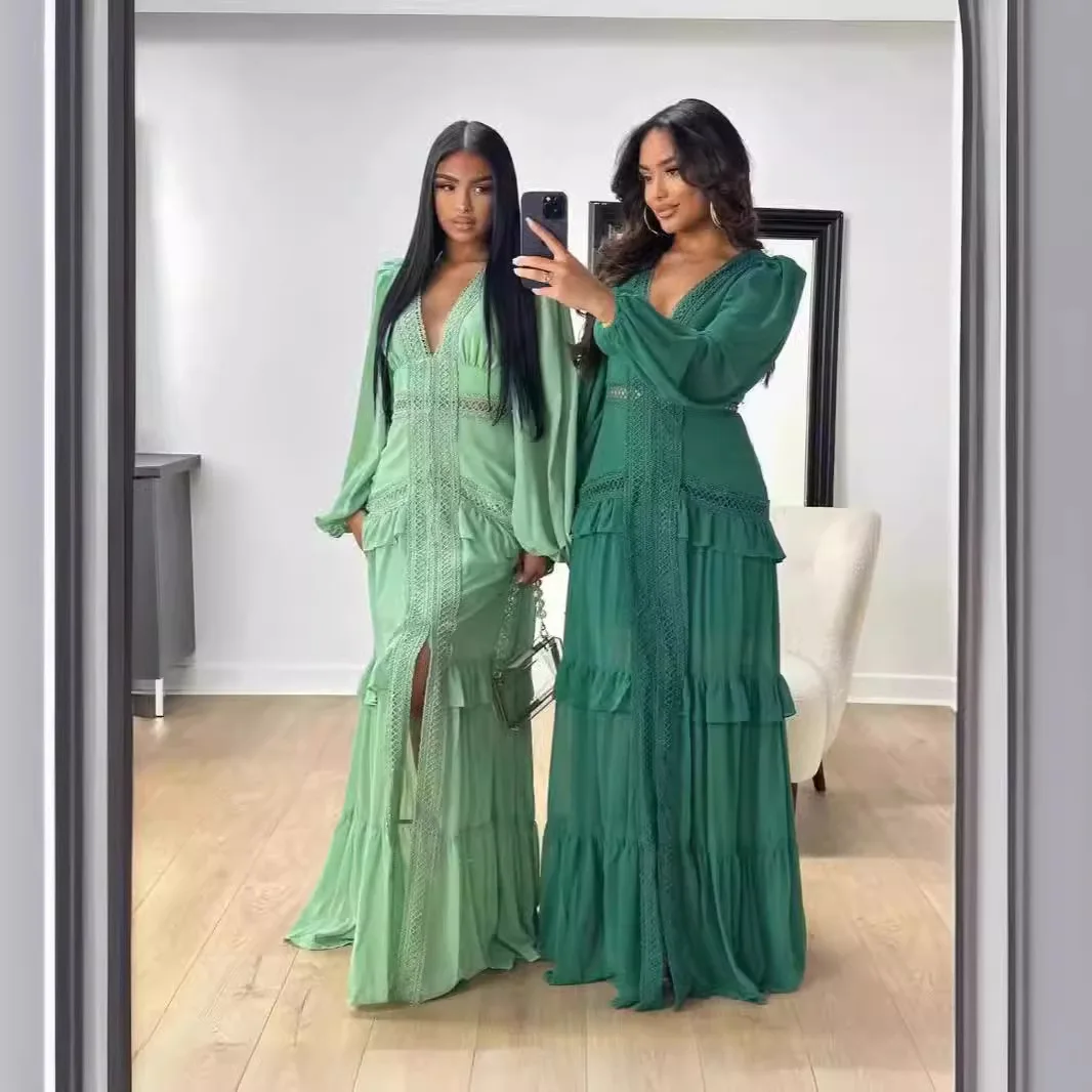 Elegant V Neck Long Sleeve Patchwork Midi Dress Women Dresses Spring Summer Floral Evening Gown
Elegant V Neck Long Sleeve Patchwork Midi Dress Women Dresses Spring Summer Floral Evening Gown