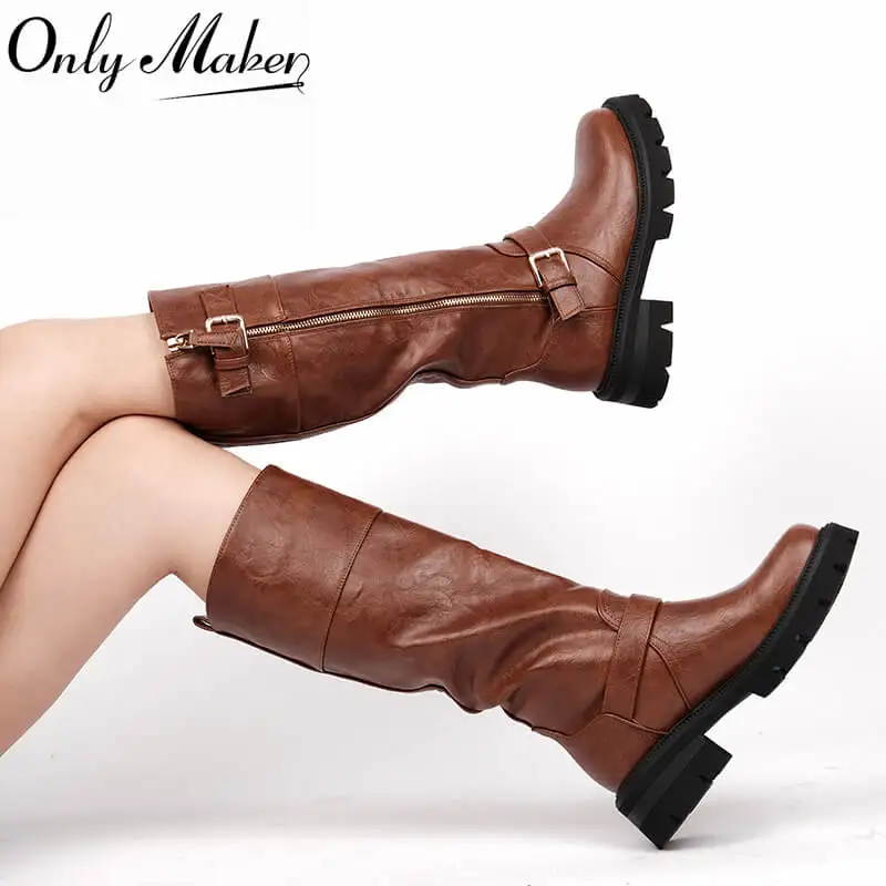 Onlymaker/женские готические сапоги до колена с пряжкой, модные матовые современные зимние сапоги на каблуке с металлической боковой молнией
Onlymaker/женские готические сапоги до колена с пряжкой, модные матовые современные зимние сапоги на каблуке с металлической боковой молнией