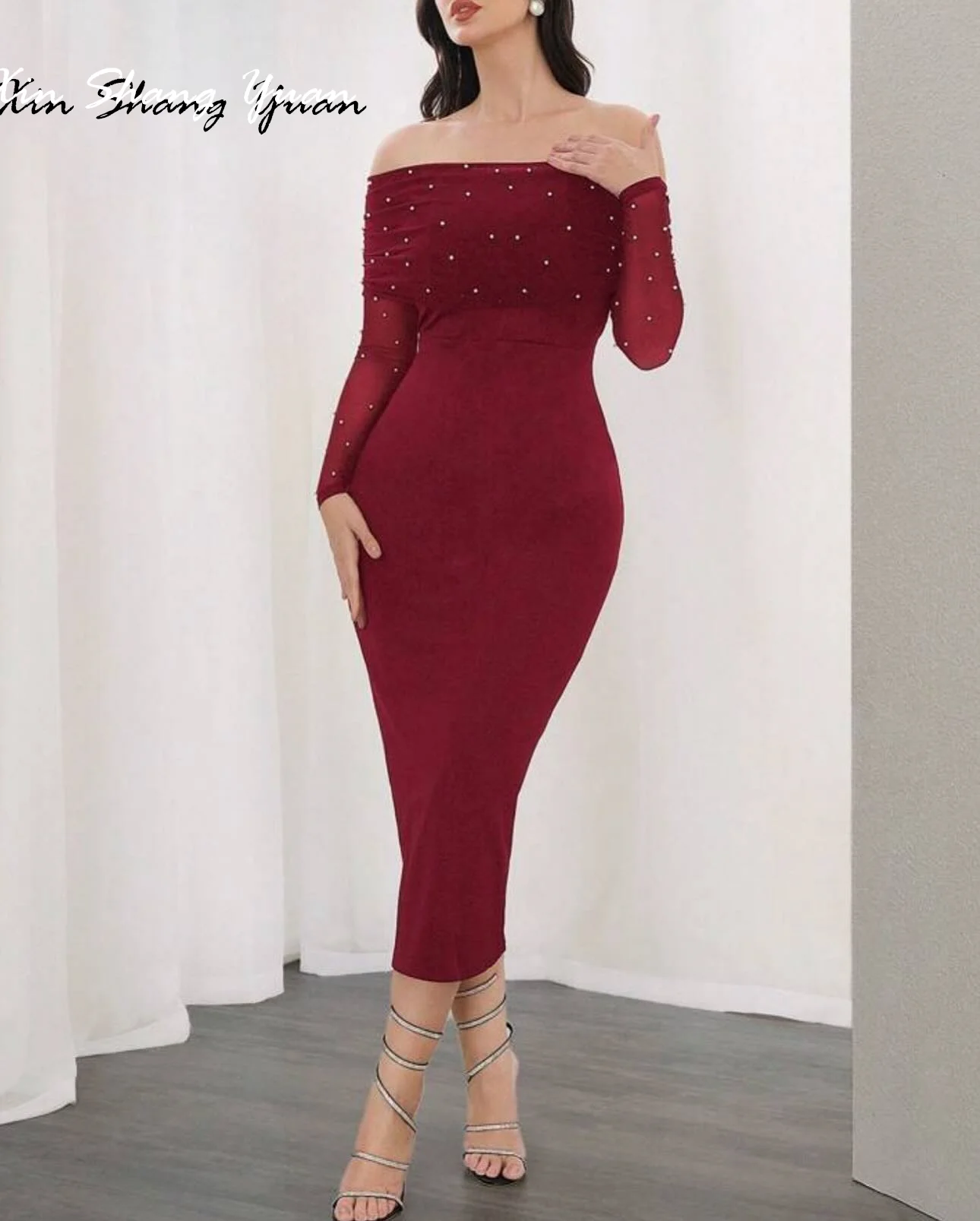 Customized Evening Dress Exquisite Chiffon Boat Neck Off the Shoulder Long Sleeves Prom Gowns Straight Tea Length Party Dresses
Customized Evening Dress Exquisite Chiffon Boat Neck Off the Shoulder Long Sleeves Prom Gowns Straight Tea Length Party Dresses