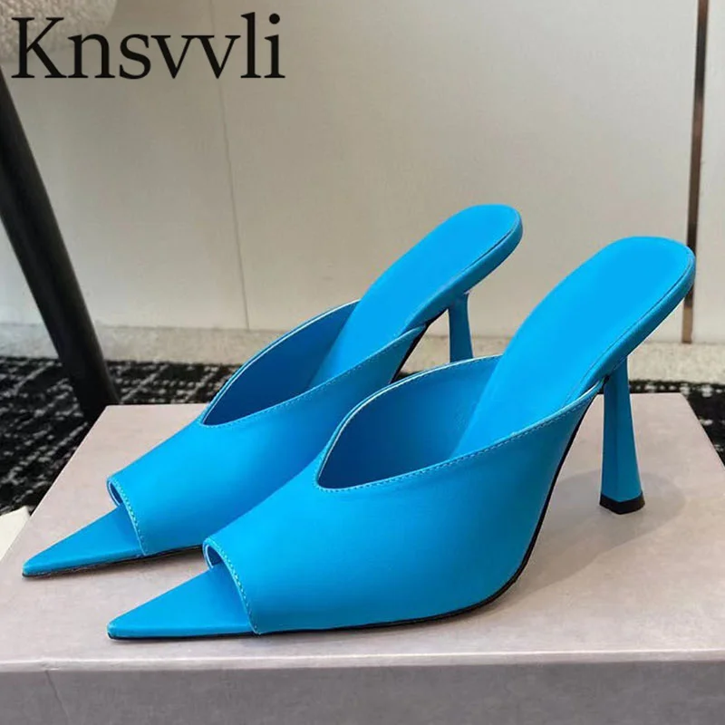 Sexy High Heels Slippers Woman Pointed Peep Toe Slides Genuine Leather Satin Runway Shoes Women Stiletto Summer Sandals Women
Sexy High Heels Slippers Woman Pointed Peep Toe Slides Genuine Leather Satin Runway Shoes Women Stiletto Summer Sandals Women