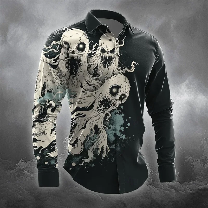 Men's Long-sleeved Shirt with Flap Button Lapel Top Halloween Night Party 3D Dark Horror Shirt for Autumn and Spring Large Size
Men's Long-sleeved Shirt with Flap Button Lapel Top Halloween Night Party 3D Dark Horror Shirt for Autumn and Spring Large Size