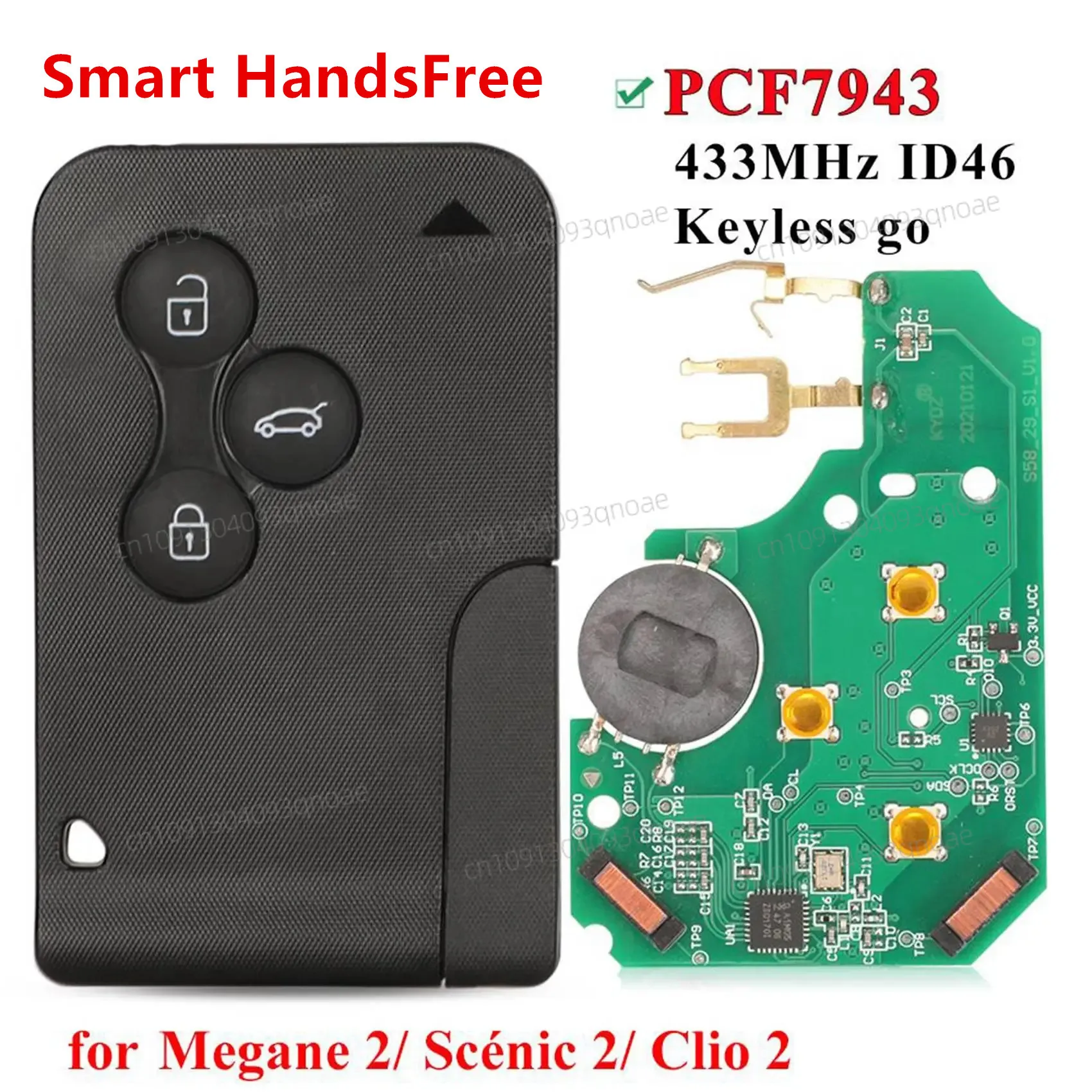 KEYECU Replacement 3 Buttons FOB BCM Keyless Go Hands Free 433MHz ID46 PCF7943 Key Card for Renault Megane 2 Scenic 2 Clio 2
KEYECU Replacement 3 Buttons FOB BCM Keyless Go Hands Free 433MHz ID46 PCF7943 Key Card for Renault Megane 2 Scenic 2 Clio 2