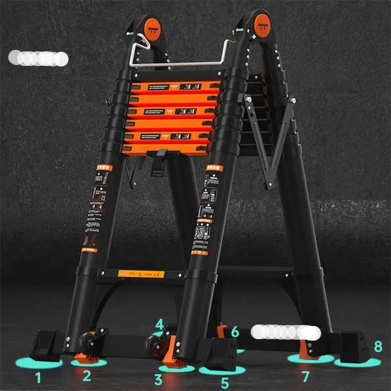 Aluminum Alloy Telescopic Ladder Step Ladders Home Thickened Folding Ladder Portable Multifunction Lifting Engineering Stairs
Aluminum Alloy Telescopic Ladder Step Ladders Home Thickened Folding Ladder Portable Multifunction Lifting Engineering Stairs