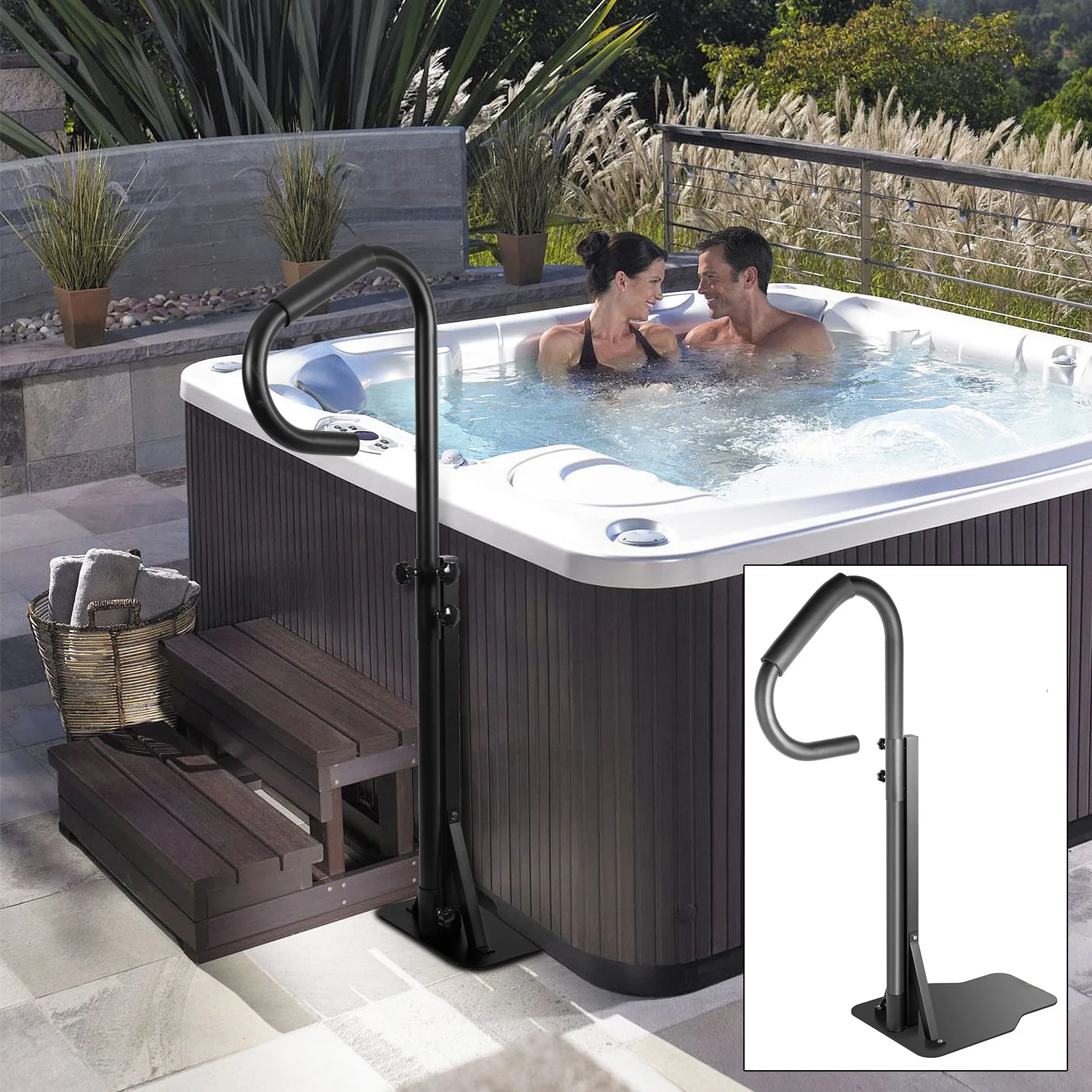Hot Tub Handrail 360° Rotatable Spa Side Rail Adjustable Height 35"-57" 600LBS Capacity Iron Non-Slip Handle for Indoor Outdoor
Hot Tub Handrail 360° Rotatable Spa Side Rail Adjustable Height 35"-57" 600LBS Capacity Iron Non-Slip Handle for Indoor Outdoor