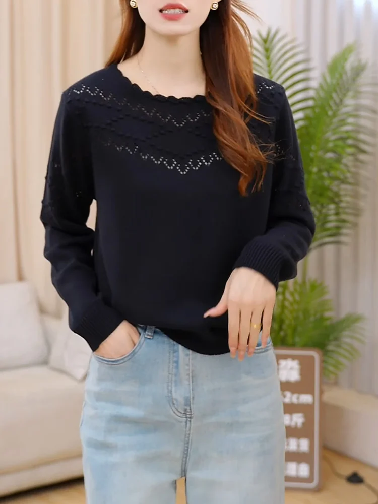 Bla Hollow out round Ne Knitwear Autumn New Sle plus Size Women's Top Korean Version Loose Fit Long Sve Warmth Emitting
Bla Hollow out round Ne Knitwear Autumn New Sle plus Size Women's Top Korean Version Loose Fit Long Sve Warmth Emitting