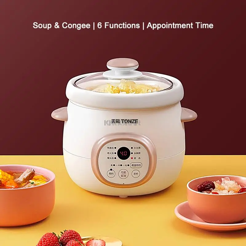 1.5L Ceramics Slow Cooker Water Stew Pot 160W Smart Reservation+Timing Electric Slow Cooker Automatic Insulation Anti-dry
1.5L Ceramics Slow Cooker Water Stew Pot 160W Smart Reservation+Timing Electric Slow Cooker Automatic Insulation Anti-dry