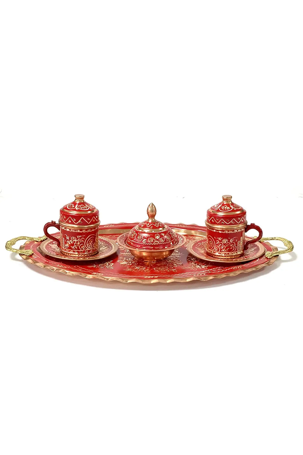 Dovi red 2 person tray with full hand embroidered copper cup set handmade espresso cup
Dovi red 2 person tray with full hand embroidered copper cup set handmade espresso cup