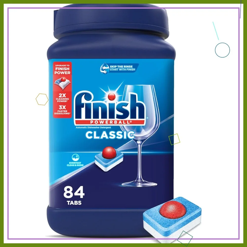 Finish Classic Dishwasher Pods, 84 Count, No Pre-Rinse Detergent for Everyday Clean & Shine
Finish Classic Dishwasher Pods, 84 Count, No Pre-Rinse Detergent for Everyday Clean & Shine
