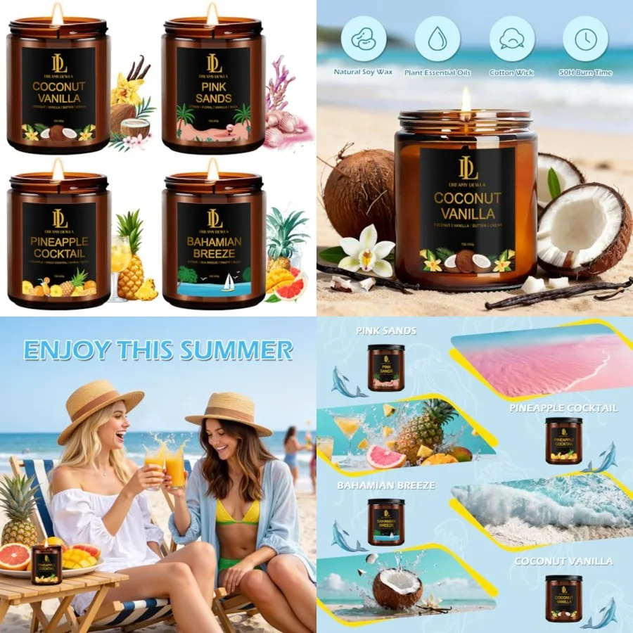 Scented Candles Set 4 Pack Soy Candles for Home Scented Candle Gifts for Men Women Scents of Pineapple Cocktail/Coconut Vanilla
Scented Candles Set 4 Pack Soy Candles for Home Scented Candle Gifts for Men Women Scents of Pineapple Cocktail/Coconut Vanilla