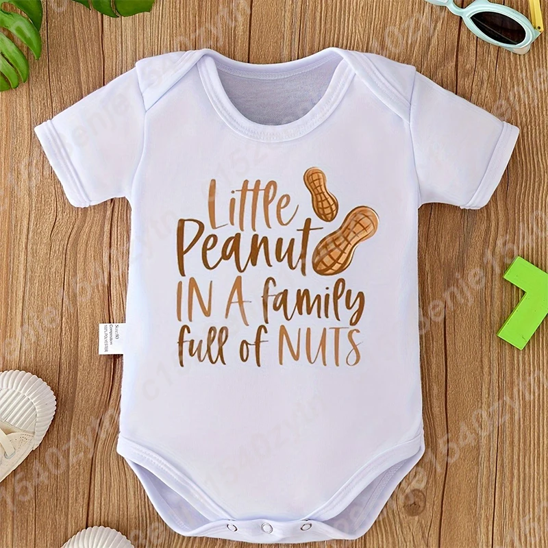 Little Peanut in a Family of Nuts Letter Print Bodysuit, Cotton Crew Neck Short Sleeves, Cute Baby Boy's Triangle Onesie
Little Peanut in a Family of Nuts Letter Print Bodysuit, Cotton Crew Neck Short Sleeves, Cute Baby Boy's Triangle Onesie