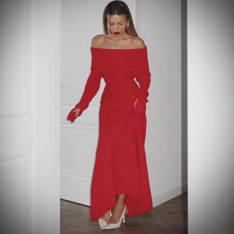 Новое женское модное элегантное однотонное длинное платье с открытыми плечами, кружевное в европейском и американском стиле
Новое женское модное элегантное однотонное длинное платье с открытыми плечами, кружевное в европейском и американском стиле