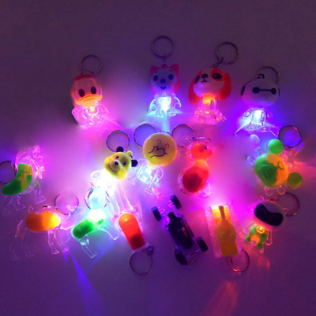 12 Pcs Luminous Keychain Decorative for Kids Flash Cartoon Ring with LED Light
12 Pcs Luminous Keychain Decorative for Kids Flash Cartoon Ring with LED Light