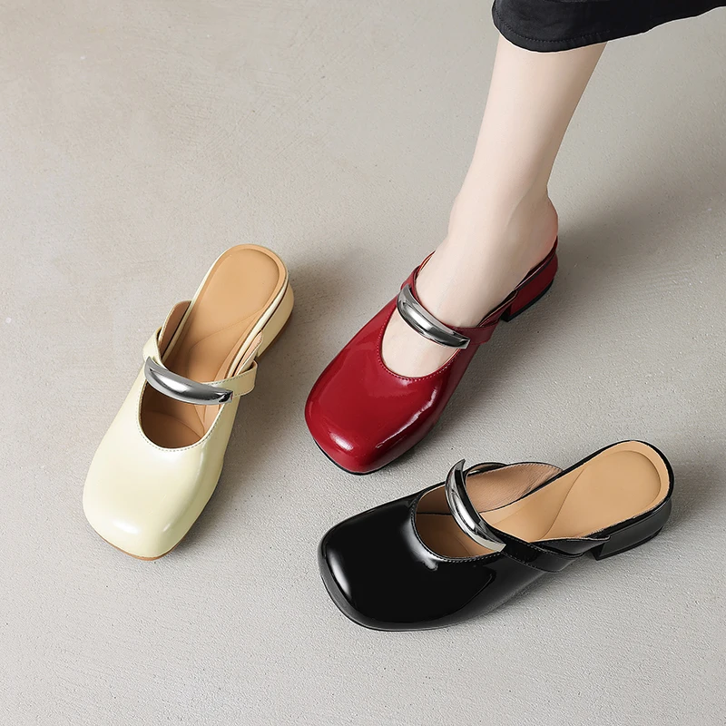 2026 new spring summer women mules natural leather 22-25cm patent leather+pigskin square toe buckle high heel women sandals
2026 new spring summer women mules natural leather 22-25cm patent leather+pigskin square toe buckle high heel women sandals