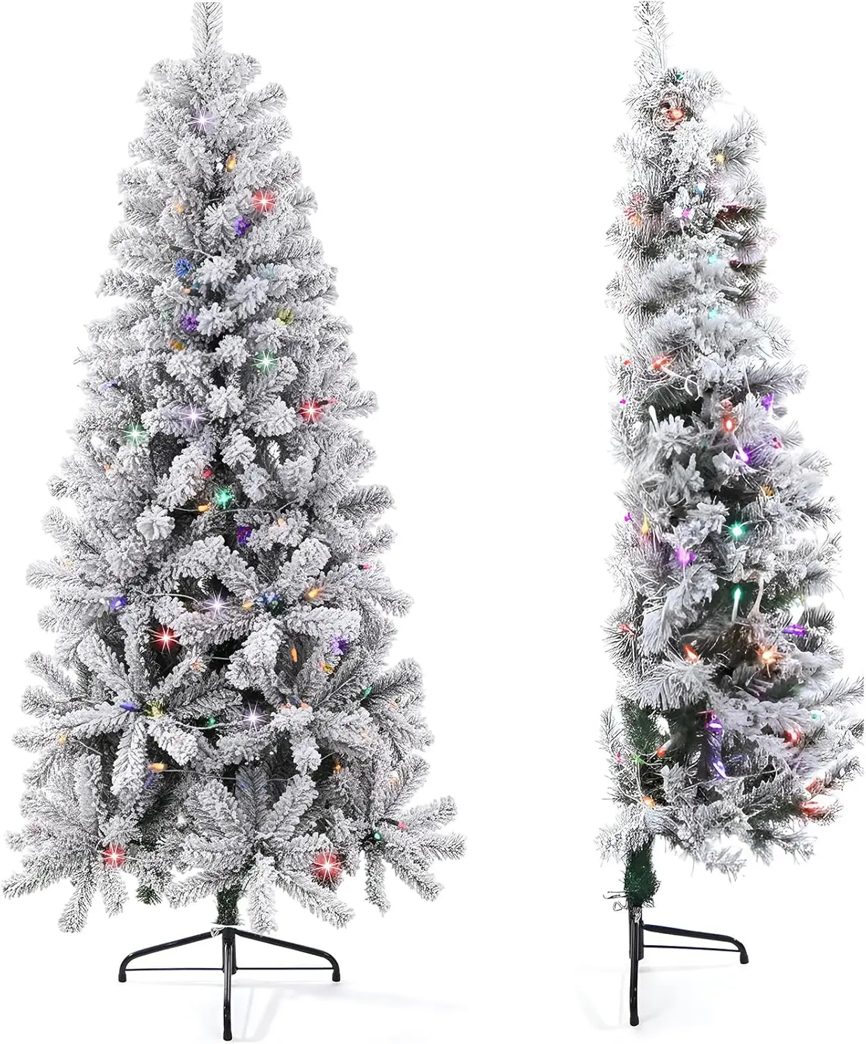 6ft Frost White Artificial Christmas Tree with LED Lights & Metal Stand for Wall, Indoor Holiday Decor
6ft Frost White Artificial Christmas Tree with LED Lights & Metal Stand for Wall, Indoor Holiday Decor