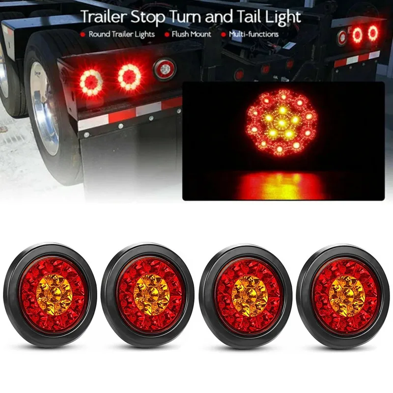 4PCS 4 Inch Truck Brake Stop Turn Signal Tail Lights Trailer Round LED Rear Taillight RV Caravan Lighting Warning Light 12V 24V
4PCS 4 Inch Truck Brake Stop Turn Signal Tail Lights Trailer Round LED Rear Taillight RV Caravan Lighting Warning Light 12V 24V