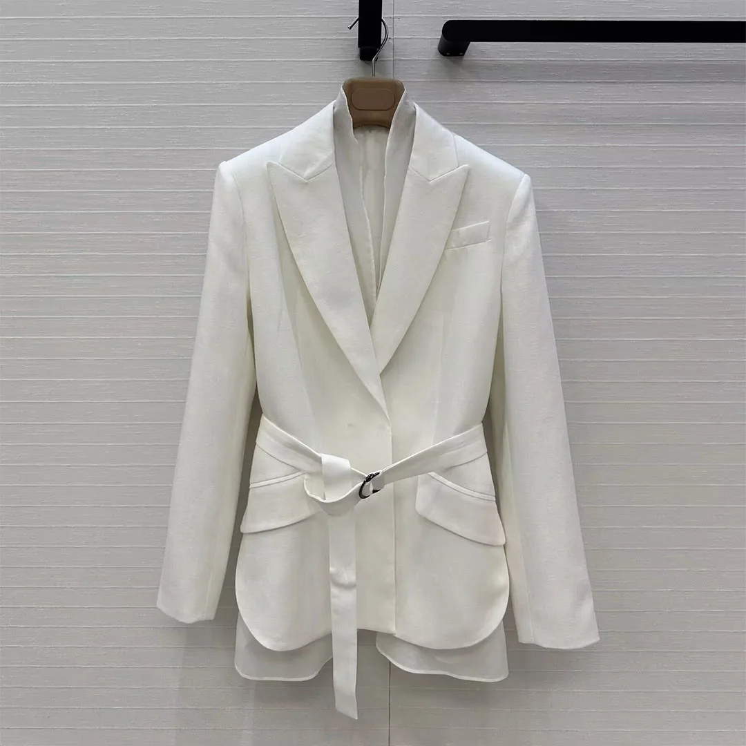 Top Quality Elegant Advanced Suit Women 2025 New Autumn Acetate Linen Blends Notched Long Sleeve Slim Belt Solid Blazer Jacket
Top Quality Elegant Advanced Suit Women 2025 New Autumn Acetate Linen Blends Notched Long Sleeve Slim Belt Solid Blazer Jacket