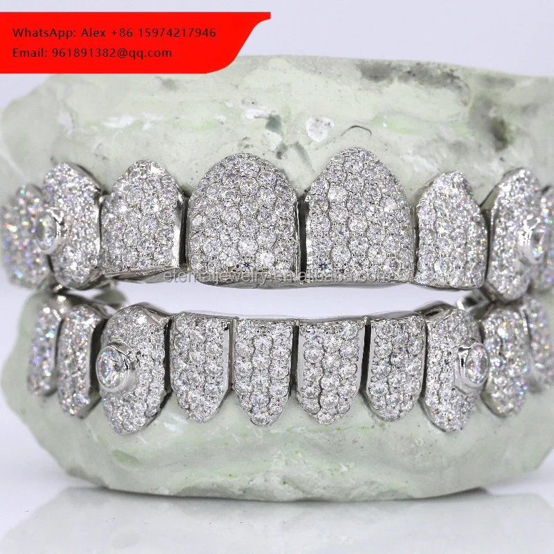 Customized Top Bottom 2 4 6 8 10 Hiphop Iced Out S925 Silver Solid White Gold D VVS Moissanite Lab Diamond Fine Teeth Grillz
Customized Top Bottom 2 4 6 8 10 Hiphop Iced Out S925 Silver Solid White Gold D VVS Moissanite Lab Diamond Fine Teeth Grillz