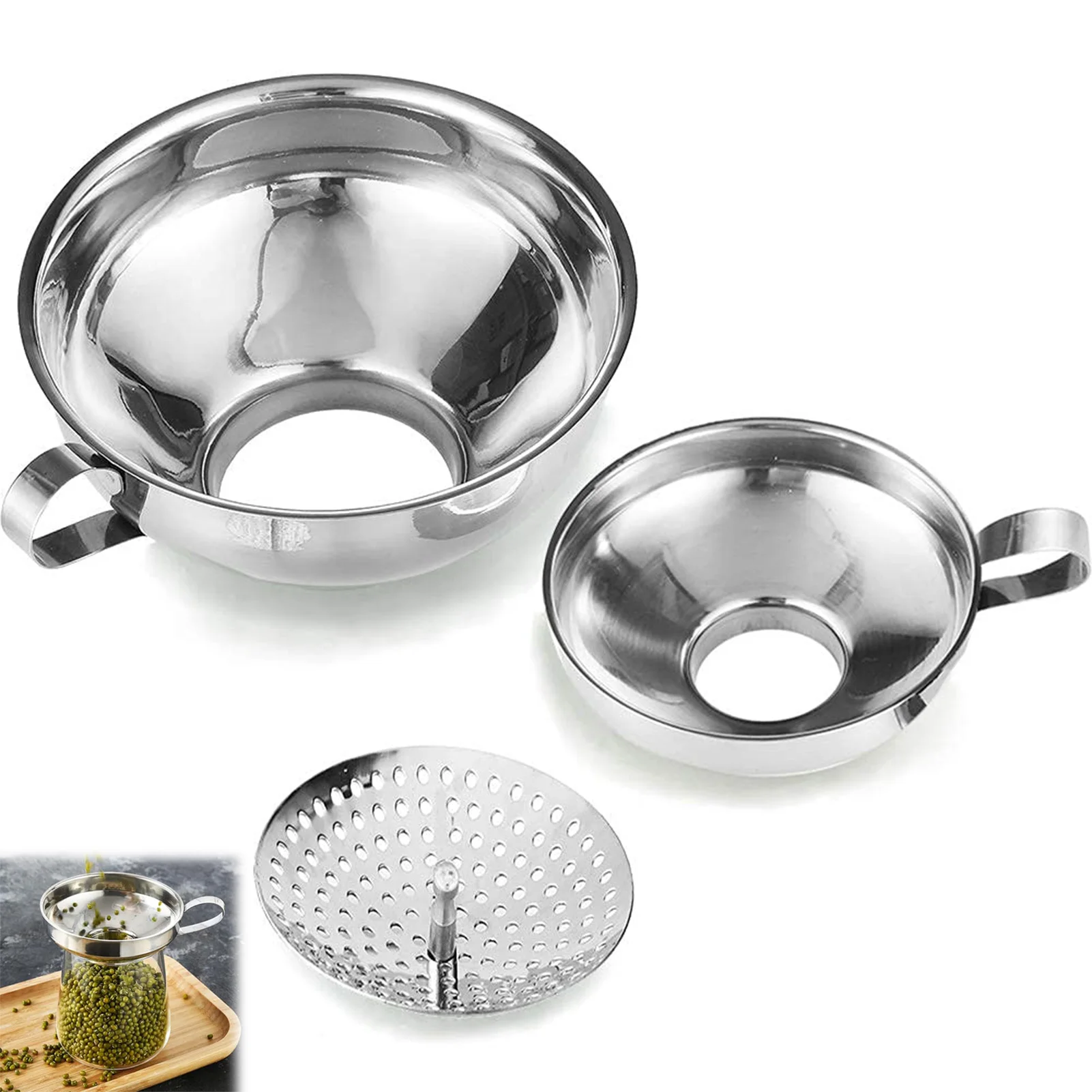 Воронка для консервирования с широким горлышком из нержавеющей стали, воронка для заправки салата, воронка для жидкости, бункер, фильтр, набор воронки для масла, кухонные инструменты, гаджеты
Воронка для консервирования с широким горлышком из нержавеющей стали, воронка для заправки салата, воронка для жидкости, бункер, фильтр, набор воронки для масла, кухонные инструменты, гаджеты