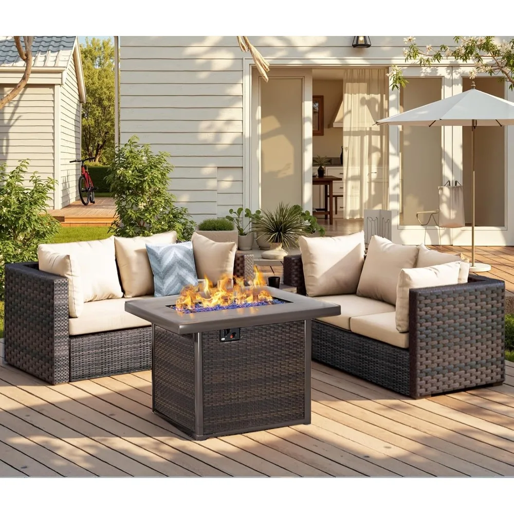 Patio Furniture Set with Fire Pit Table 5 Piece All Weather PE Rattan Outdoor Sectional Sofa Couch with 4 x arm Sofa, No-Slip Cu
Patio Furniture Set with Fire Pit Table 5 Piece All Weather PE Rattan Outdoor Sectional Sofa Couch with 4 x arm Sofa, No-Slip Cu