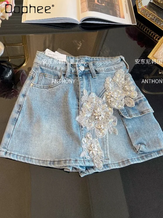 Summer New Heavy-duty Rhinestone Floral Embroidery Irregular High-waist Slimming Denim Skirt Korean Fashion Vintage Mini Skirt
Summer New Heavy-duty Rhinestone Floral Embroidery Irregular High-waist Slimming Denim Skirt Korean Fashion Vintage Mini Skirt