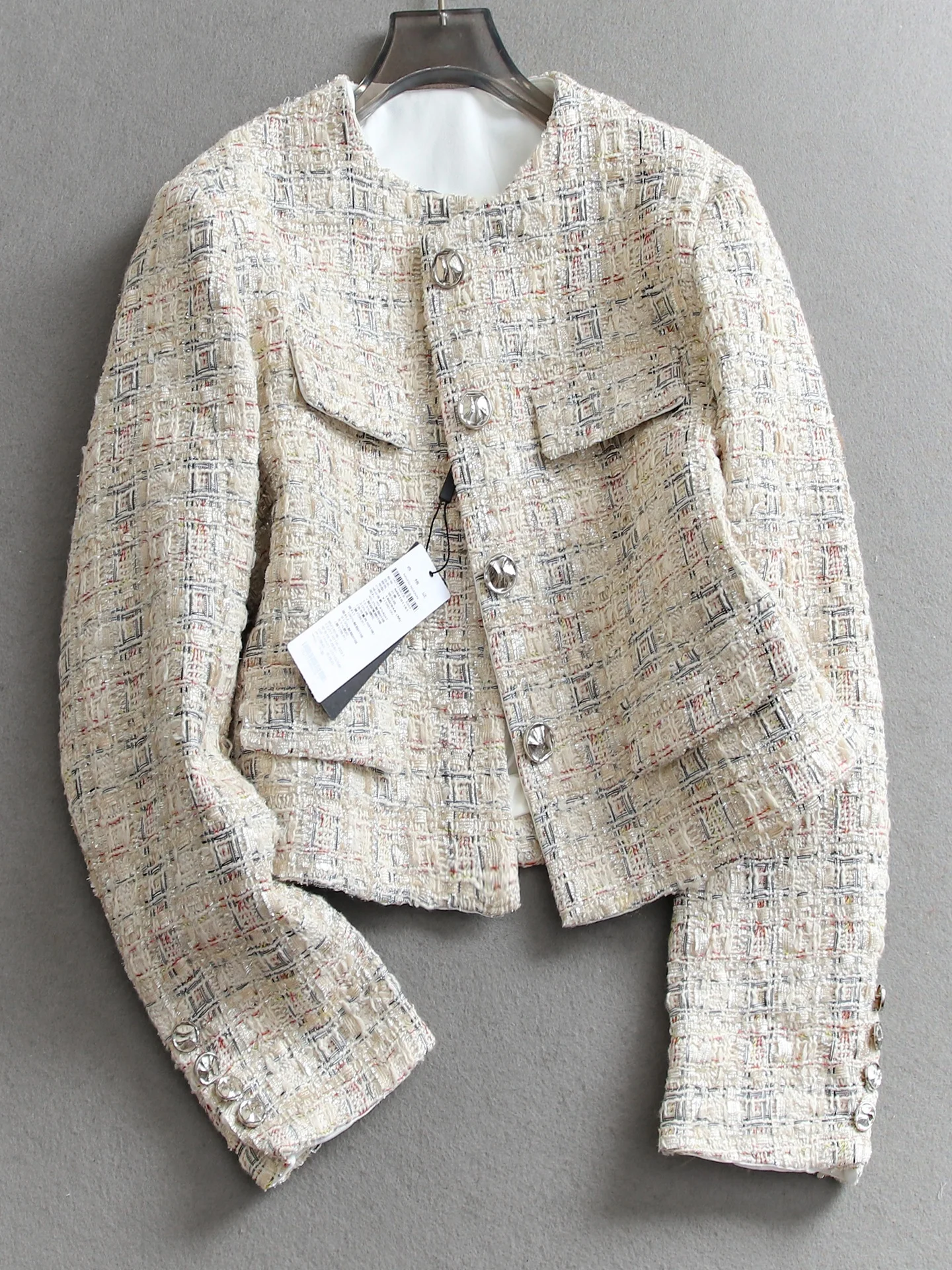 Korean Style round Neck Long Sleeve Tweed Short Coat Women's Fashion Versatile Fragile Lady Outfit W109 Spring Season
Korean Style round Neck Long Sleeve Tweed Short Coat Women's Fashion Versatile Fragile Lady Outfit W109 Spring Season